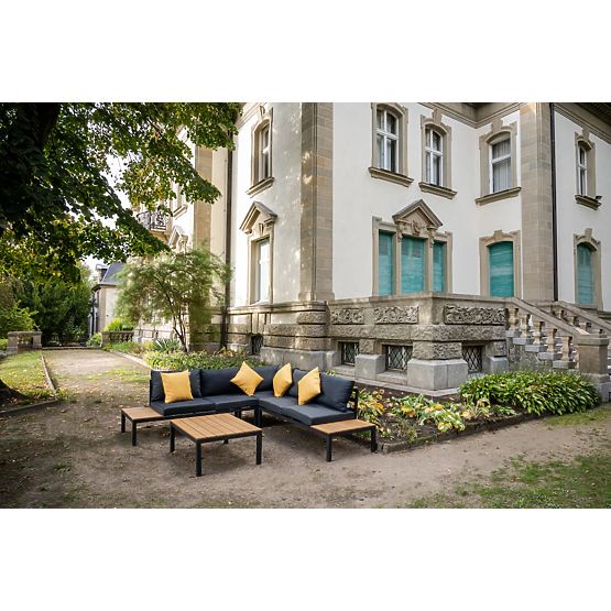 Set colțar mare din aluminiu cu măsuță MASSIMO negru