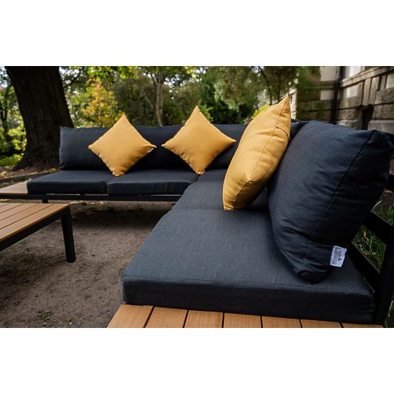 Set colțar mare din aluminiu cu măsuță MASSIMO negru