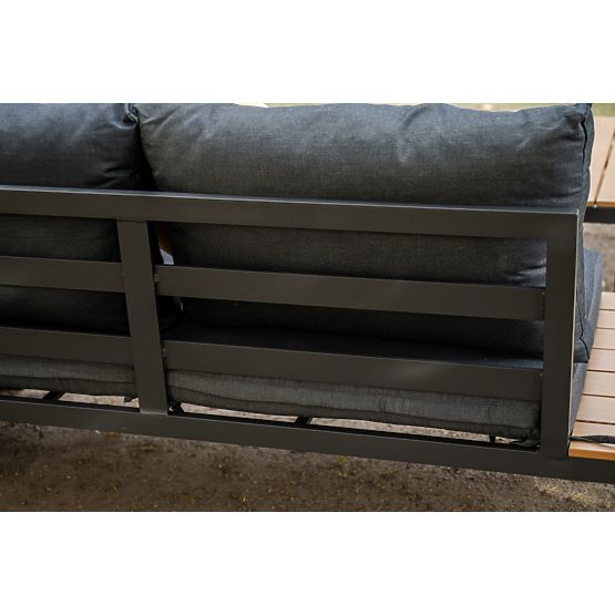 Set colțar mare din aluminiu cu măsuță MASSIMO negru