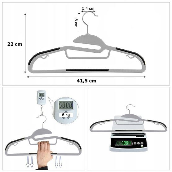 Set de 10 umerașe Flexi gri-negru