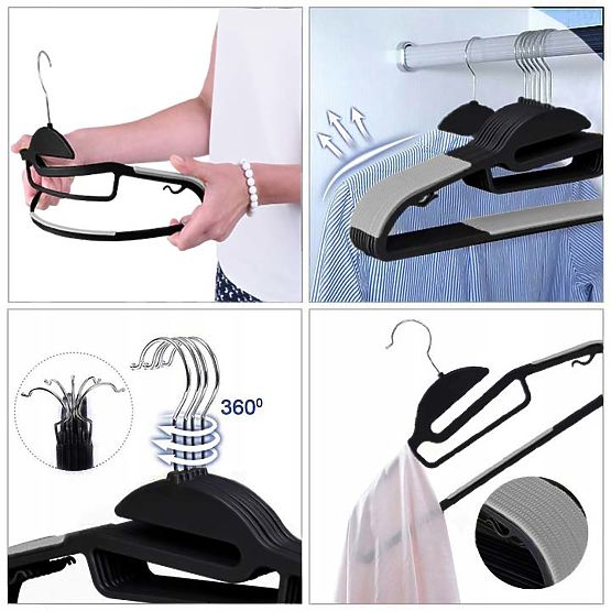 Set de 10 umerașe Flexi negru-gri