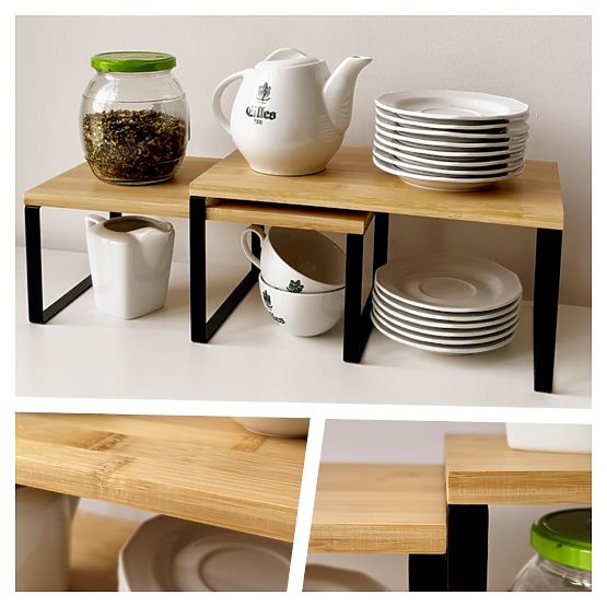 Set de 2 rafturi din bambus GINGER