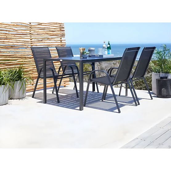 Set de 2 scaune de grădină pentru terasă balcon negre