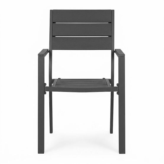 Set de 2 scaune de grădină pentru terasă balcon oțel HDPE gri MultiGarden