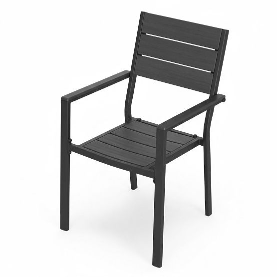 Set de 2 scaune de grădină pentru terasă balcon oțel HDPE gri MultiGarden