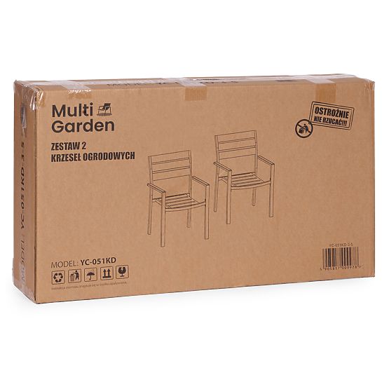 Set de 2 scaune de grădină pentru terasă balcon oțel HDPE gri MultiGarden