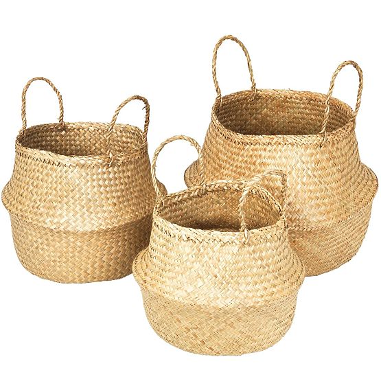 Set de 3 coșuri naturale BOHO