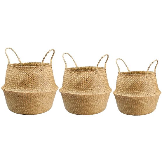Set de 3 coșuri naturale BOHO
