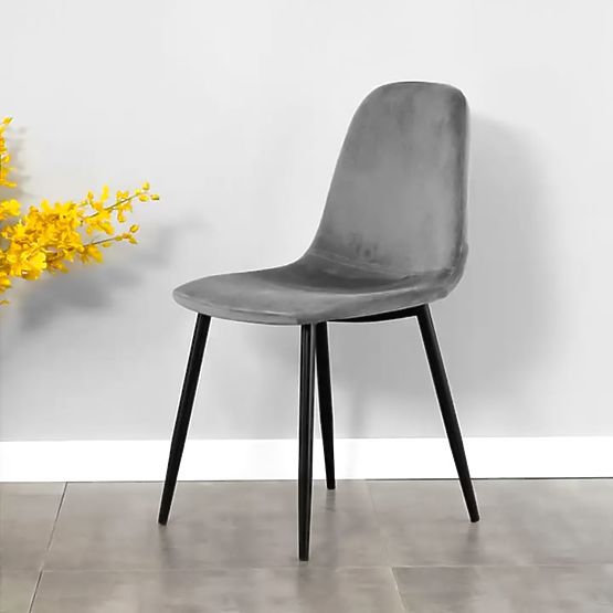 Set de 4 scaune din catifea pentru sufragerie și living - gri