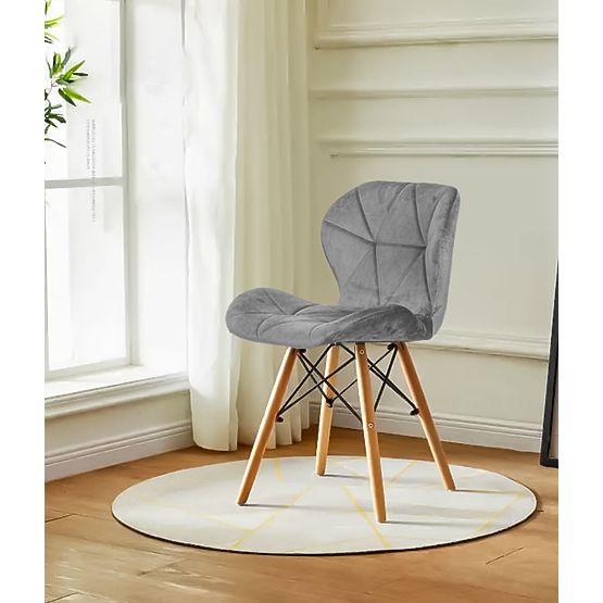 Set de 4 scaune din catifea pentru sufragerie și living - gri