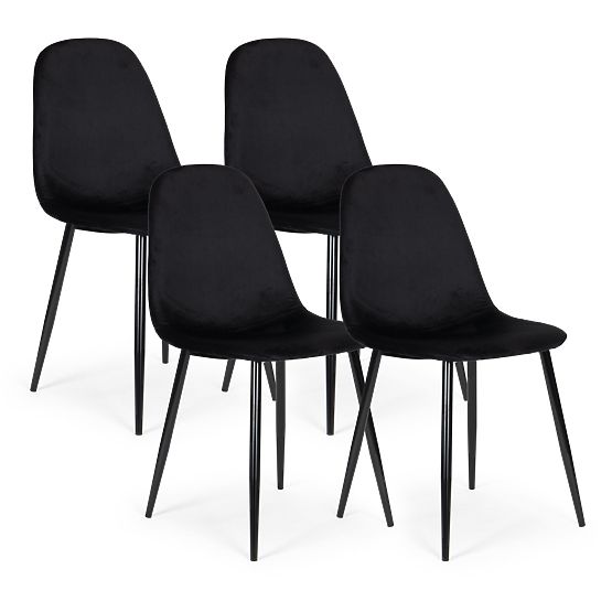 Set de 4 scaune din catifea pentru sufragerie și living - negre