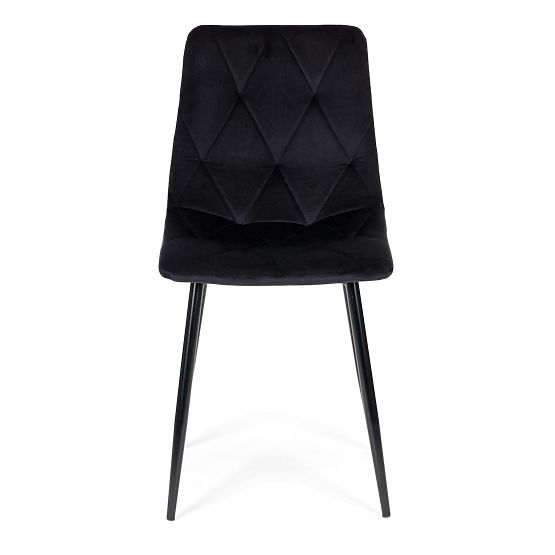 Set de 4 scaune matlasate din catifea pentru sufragerie și living - negre