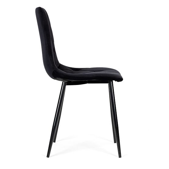 Set de 4 scaune matlasate din catifea pentru sufragerie și living - negre