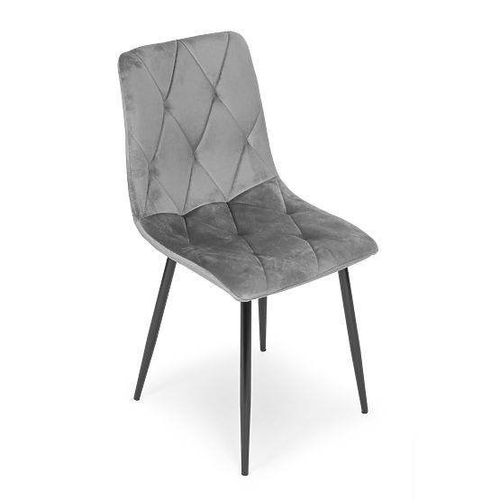 Set de 4 scaune tapițate din catifea pentru sufragerie și living - gri