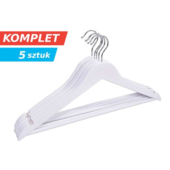 Set de 5 umerașe din lemn RONDO alb