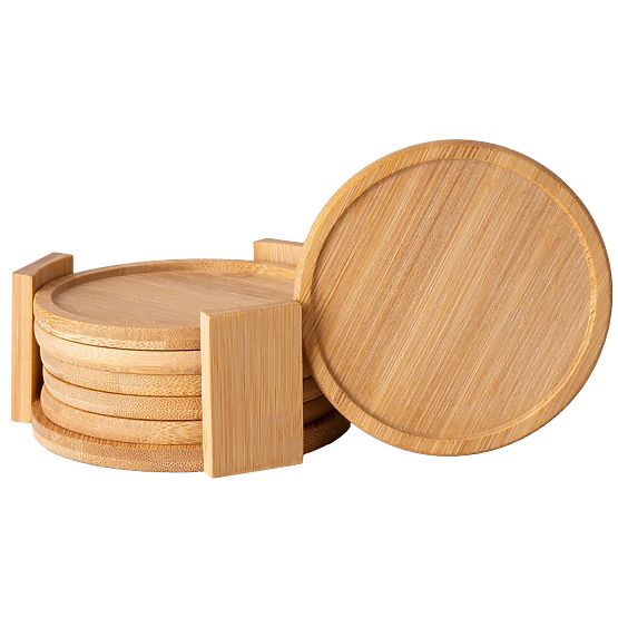 Set de 6 suporturi din bambus pentru cești EMERALD