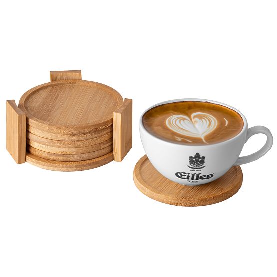 Set de 6 suporturi din bambus pentru cești EMERALD