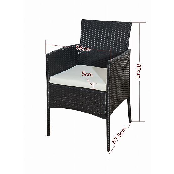 Set de balcon din tehnoratan (Canapea + 2 x fotoliu + măsuță) COMODO negru
