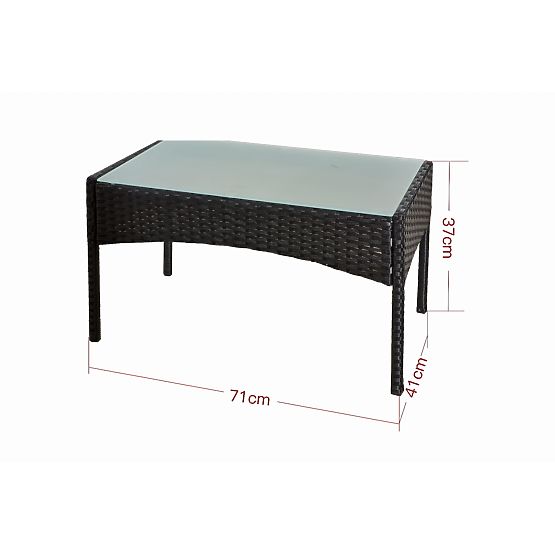 Set de balcon din tehnoratan (Canapea + 2 x fotoliu + măsuță) COMODO negru