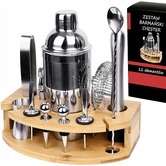 Set de barman CHESTER cromat 12 piese