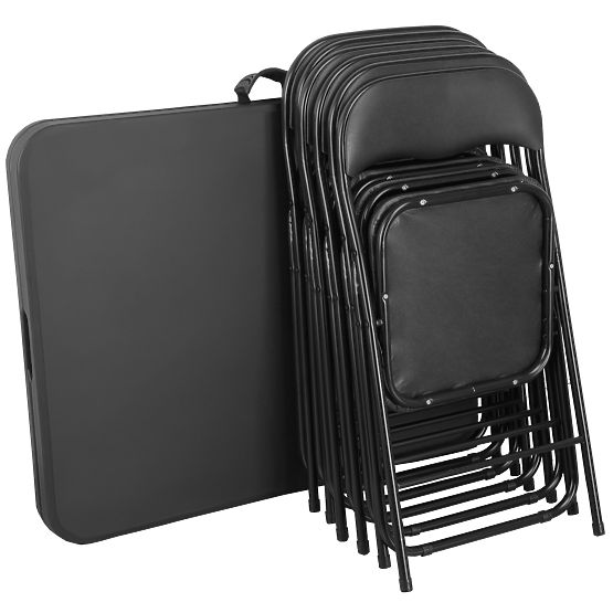 Set de catering FETA BLACK 180 cm + 6 scaune BASICO