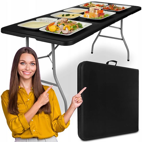 Set de catering FETA BLACK 180 cm + 6 scaune BASICO