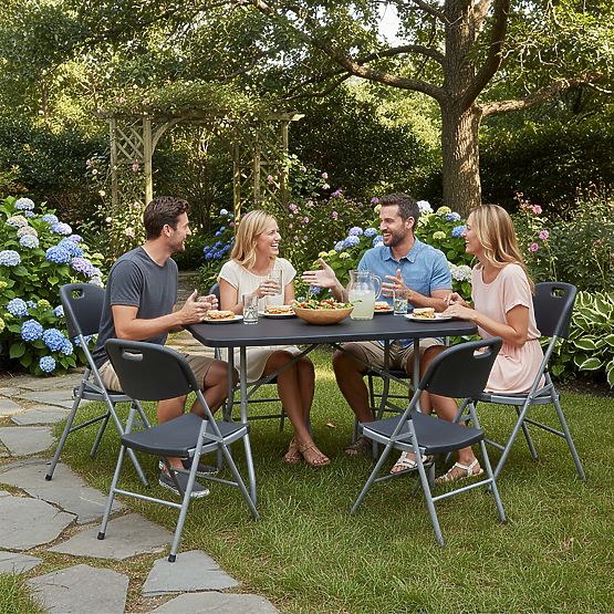 Set de catering FETA BLACK 180 cm + 6 scaune BLACK