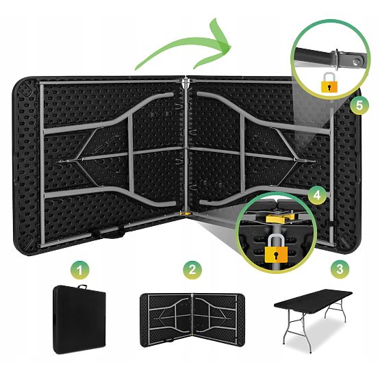 Set de catering FETA BLACK 180 cm + 6 scaune BLACK