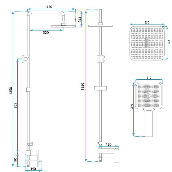 Set de duș REA STORM AURIU PERIAT