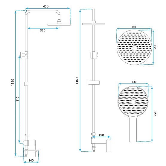 Set de duș Rea Veneta Auriu Periat