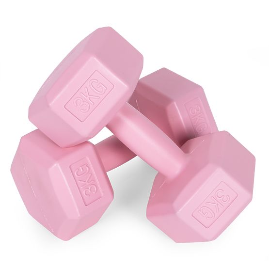 Set de gantere hexagonale 2x3 kg pentru fitness roz ModernHome
