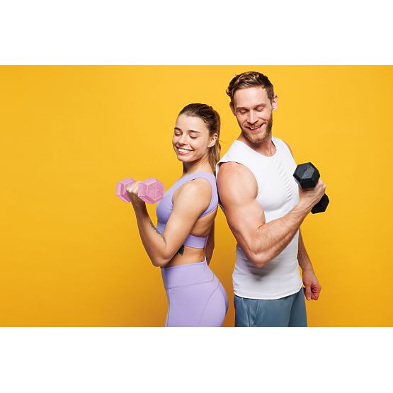 Set de gantere hexagonale 2x3 kg pentru fitness roz ModernHome