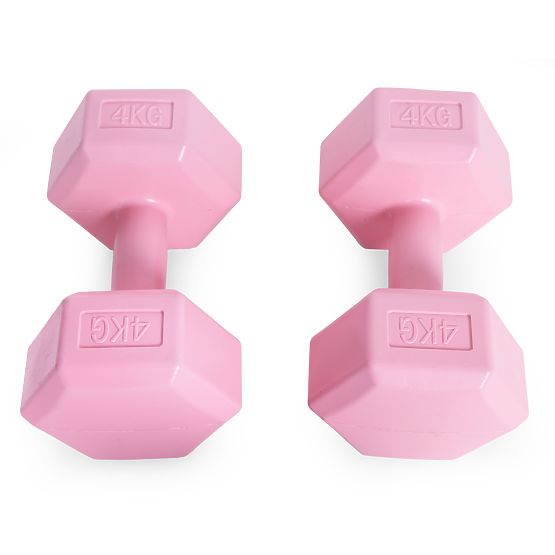 Set de gantere hexagonale 2x4 kg pentru fitness roz ModernHome