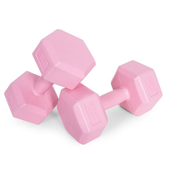 Set de gantere hexagonale 2x4 kg pentru fitness roz ModernHome
