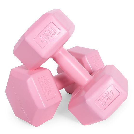 Set de gantere hexagonale 2x4 kg pentru fitness roz ModernHome