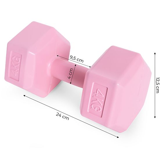 Set de gantere hexagonale 2x4 kg pentru fitness roz ModernHome