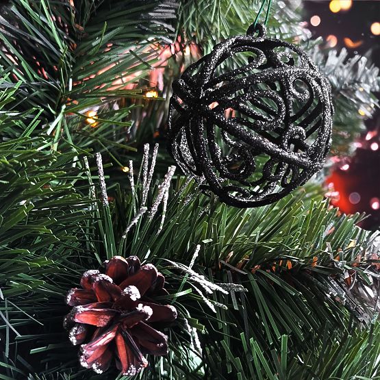 SET DE GLOBURI DE CRĂCIUN NEGRE 6 BUC KL-21X25