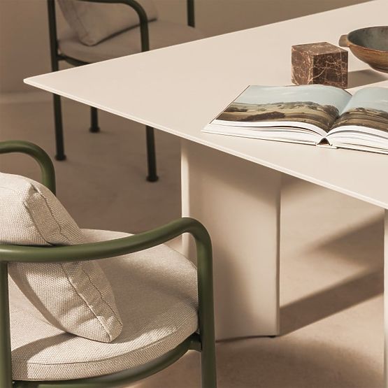 Set de grădină Amarello, masă 220 cm + 6 scaune, aluminiu, bej deschis/verde