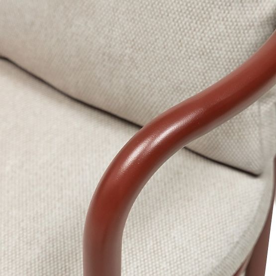 Set de grădină Amarello, masă rotundă 140 cm + 6 scaune, aluminiu, maro vin