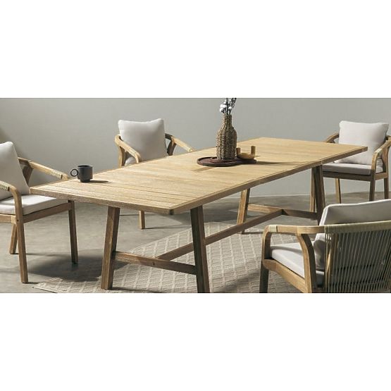 Set de grădină Castello, masă extensibilă 200-295 cm + 10 scaune cu împletitură, lemn de salcâm FSC