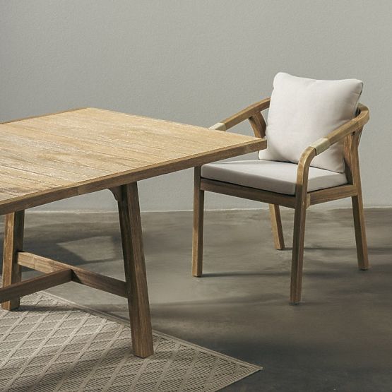 Set de grădină Castello, masă extensibilă 200-295 cm + 6 scaune cu împletitură, lemn de salcâm FSC