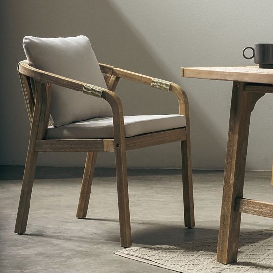 Set de grădină Castello, masă extensibilă 200-295 cm + 6 scaune cu împletitură, lemn de salcâm FSC