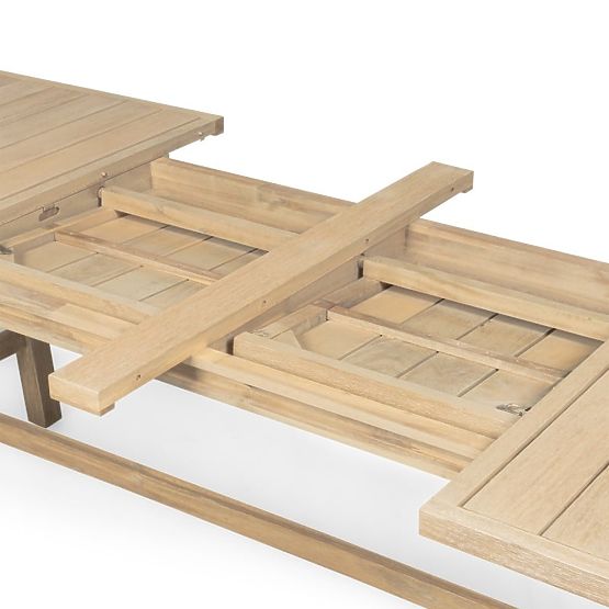 Set de grădină Castello, masă extensibilă 200-295 cm + 6 scaune cu împletitură, lemn de salcâm FSC