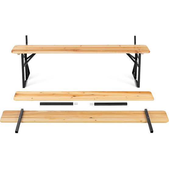 Set de grădină din oțel și lemn PORTER masă de 170 cm + 2 bănci