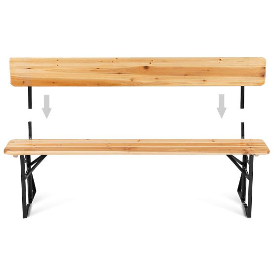Set de grădină din oțel și lemn PORTER masă de 170 cm + 2 bănci