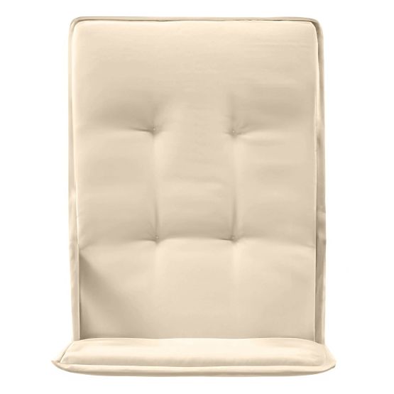 Set de grădină Familis masă 160 cm + 4 scaune cu spătare reglabile și perne crem, lemn