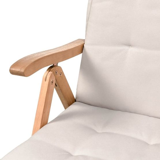 Set de grădină Familis masă 160 cm + 4 scaune cu spătare reglabile și perne gri deschis