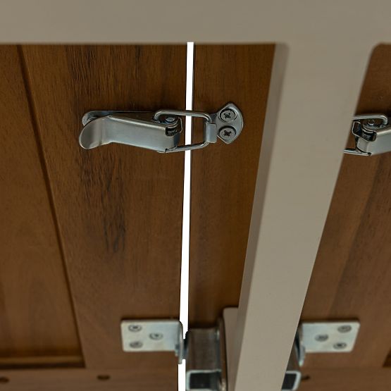 Set de grădină Porticato, masă extensibilă 211-300 cm + 12 scaune, lemn de salcâm FSC, aspect de tec