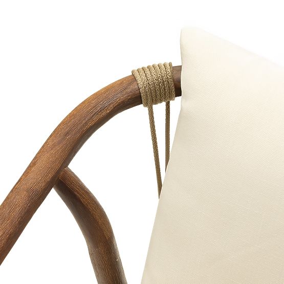 Set de grădină Rovigo masă cu blat din piatră 220 cm și 6 scaune cu sfoară împletită, lemn închis la