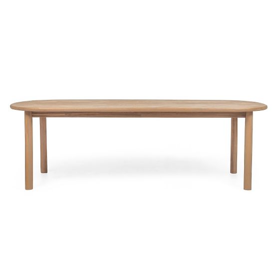 Set de grădină Satori II, masă 240 cm + 8 scaune, lemn de salcâm FSC, aspect de tec, bej, rotunjit